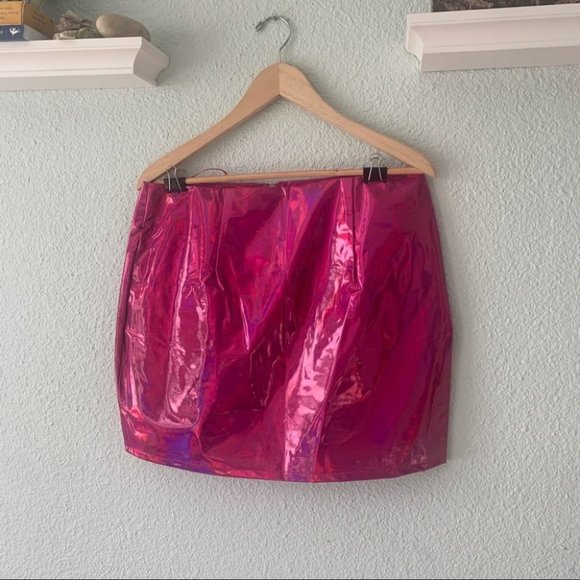 NWT Carmar Los Angeles Metallic Pink Zipper Skirt - Picture 6 of 12